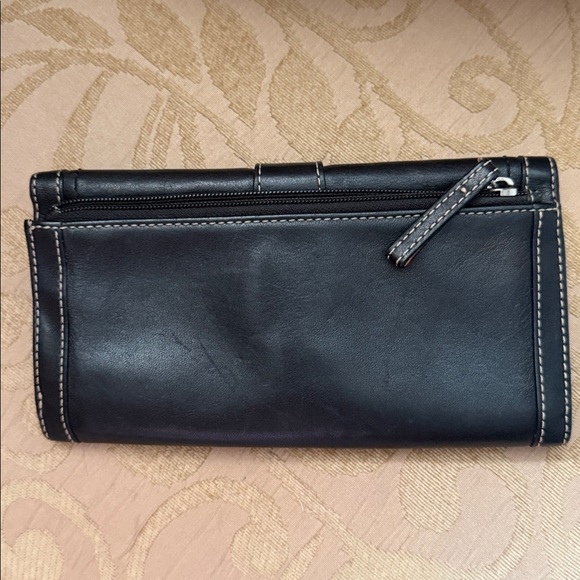 Vintage Coach Mia Black Leather Credit Card Triifold Long Wallet Zip Buckle - Picture 2 of 16